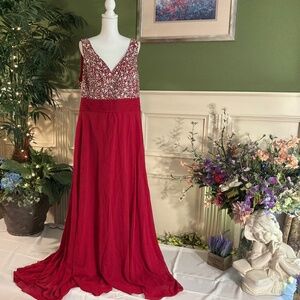 Formal Red V-neck dress